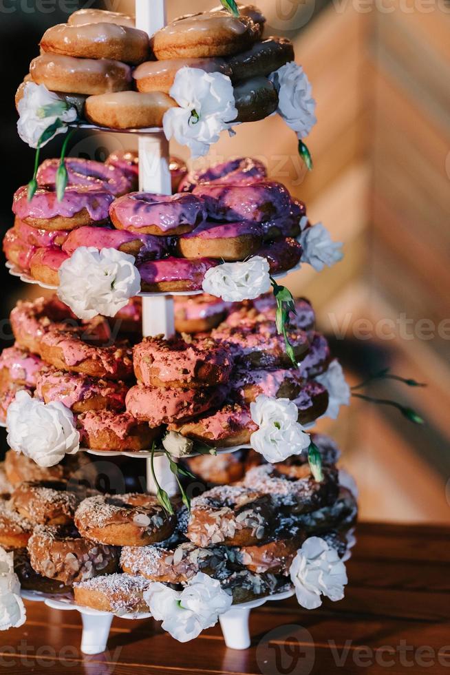 wedding cake at the wedding of the newlyweds photo