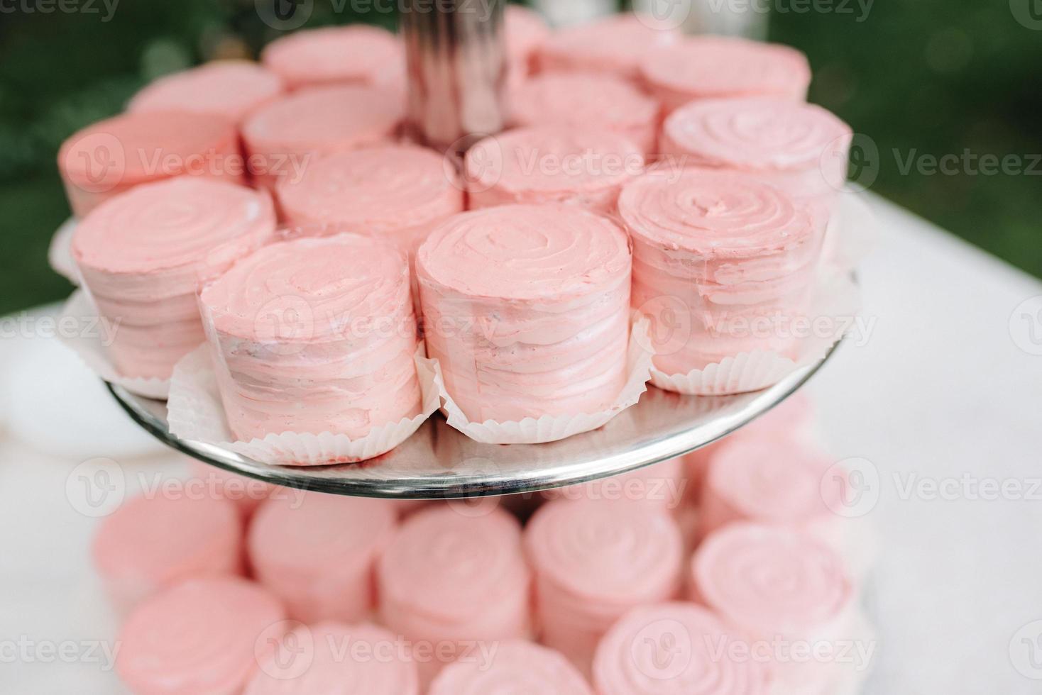 wedding cake at the wedding of the newlyweds photo