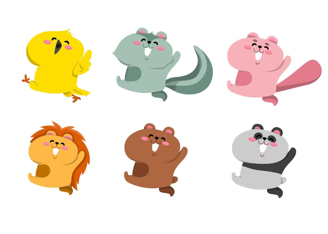 Similar flat style animal vector set