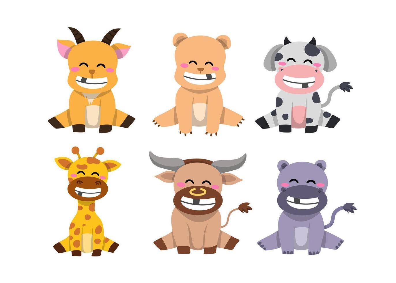 Similar flat style animal vector set