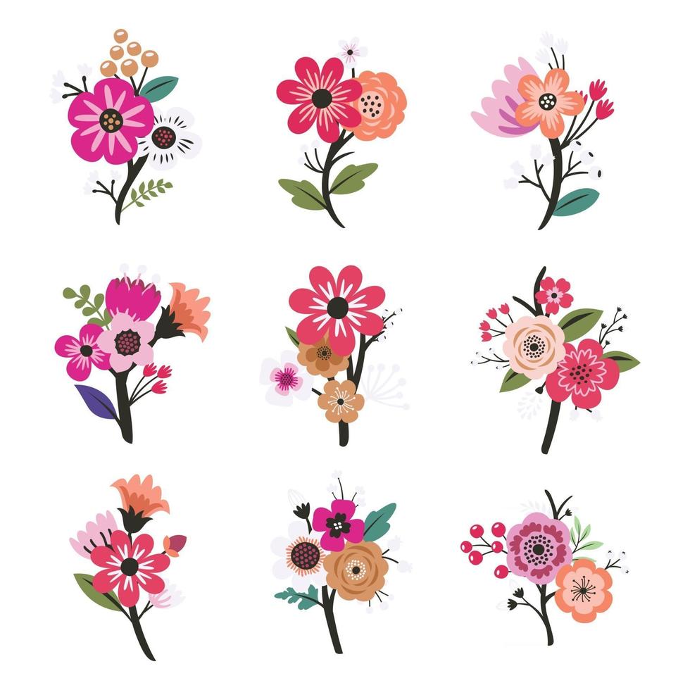 conjunto de diseño floral vector