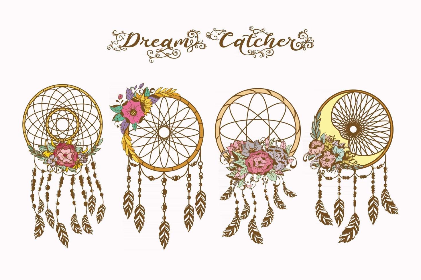 Set of dream catcher illustration vector