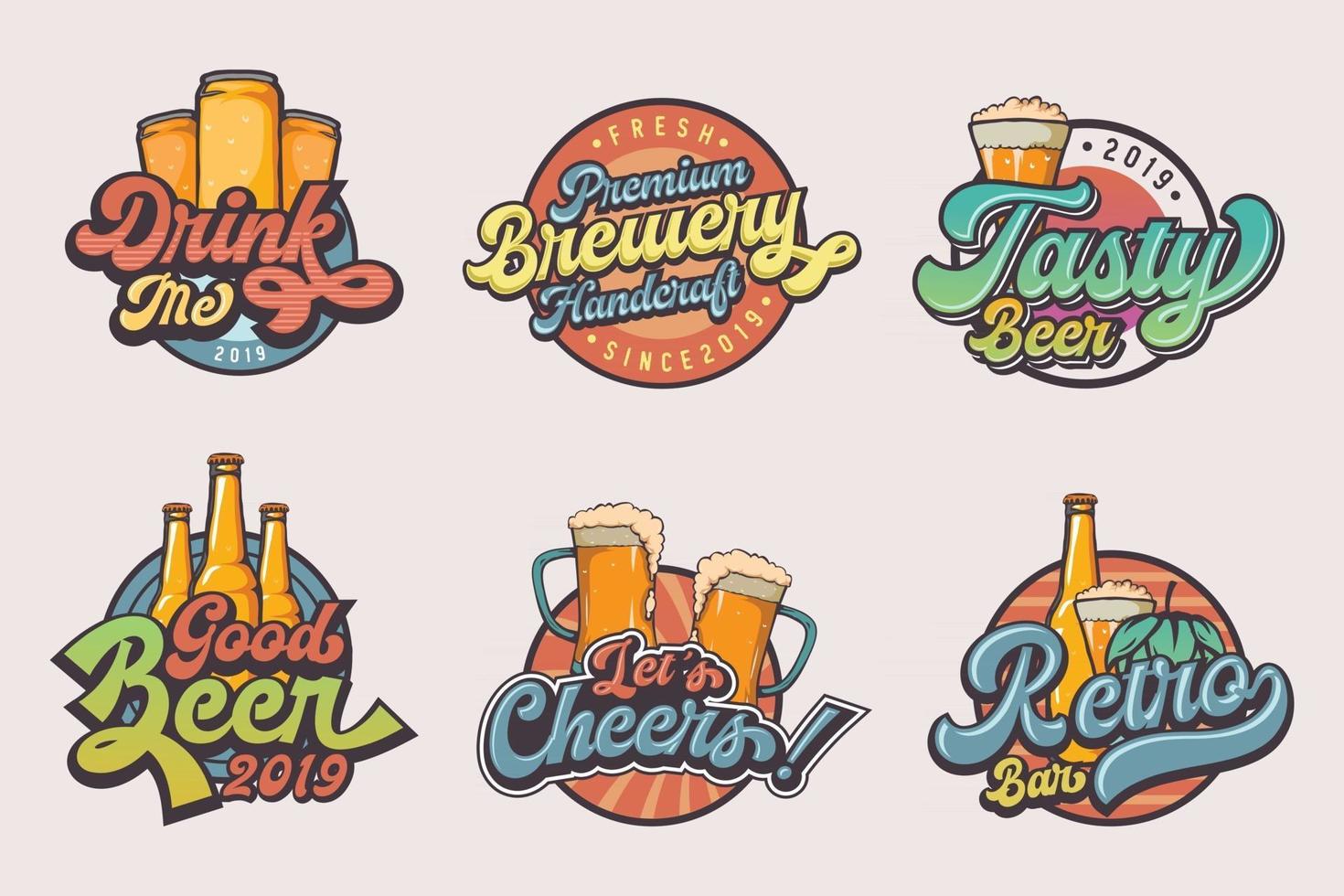 conjunto de logotipo de cerveza vintage vector