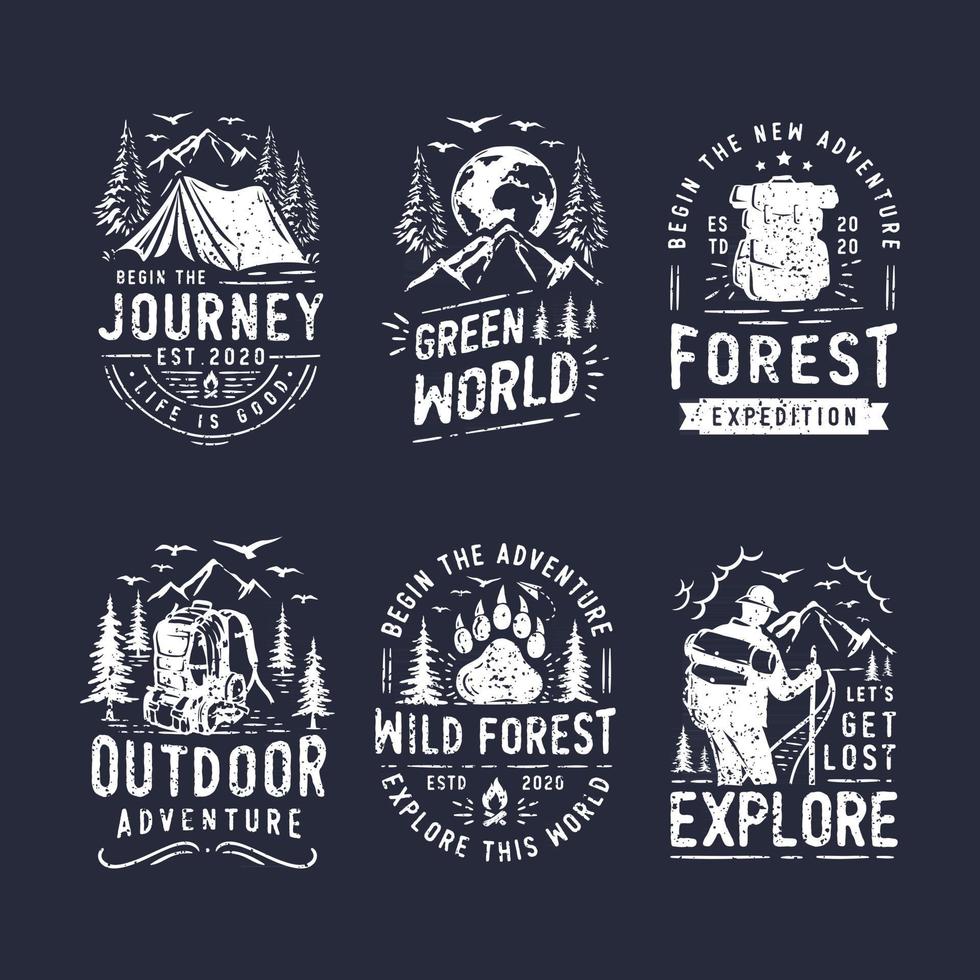 Set of camping and outdoor logo vector