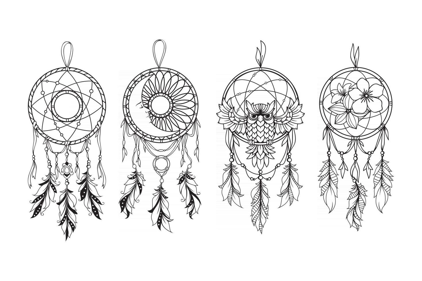 Set of dream catcher illustration vector