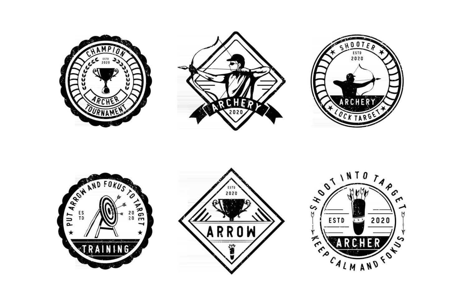 Archery badges with a variety of design styles vector