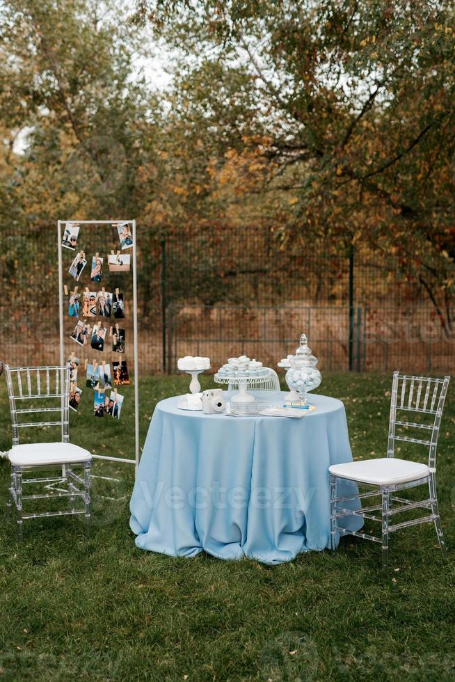 welcome buffet with alcohol and snacks, sandwiches, cupcakes photo