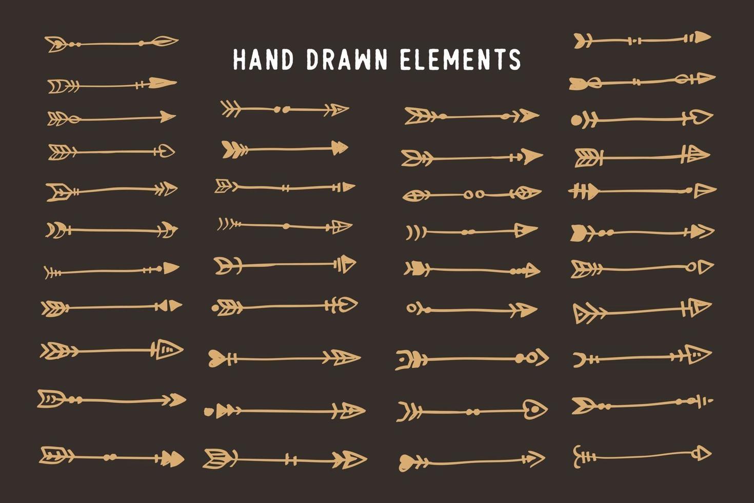 Hand drawn ethnic arrows boho style vector