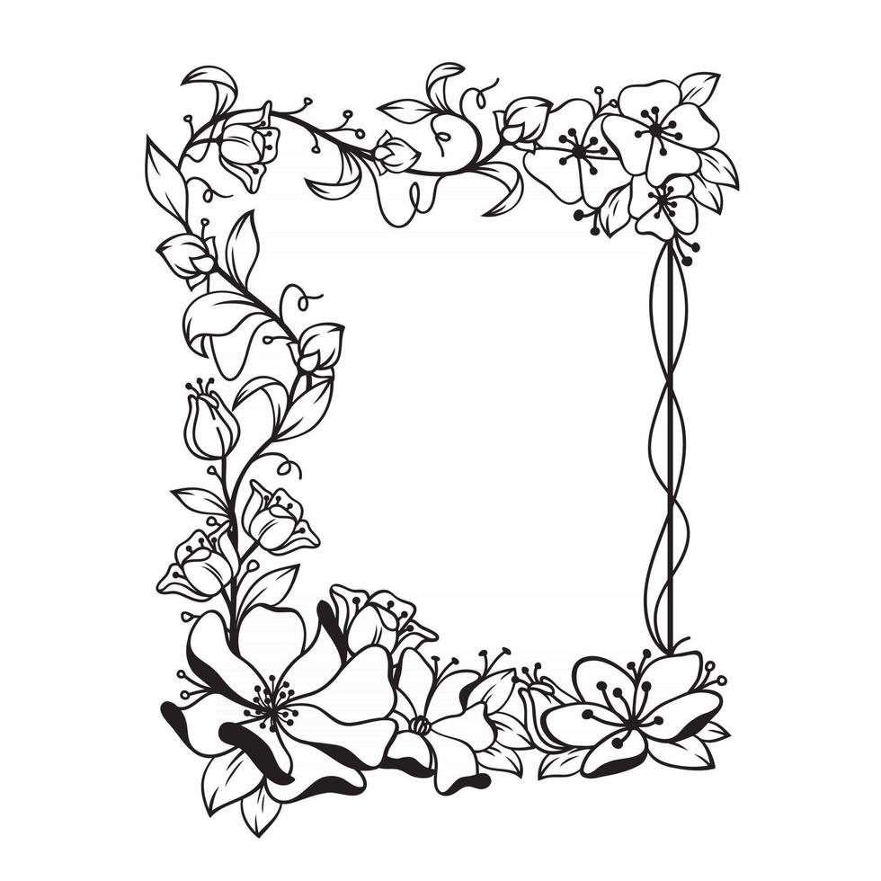 magnífico marco floral con espacio en blanco vector