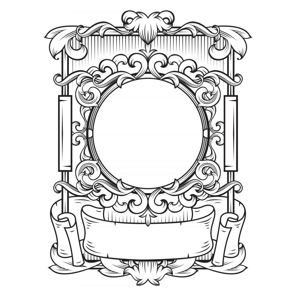 magnífico marco barroco con espacio en blanco vector