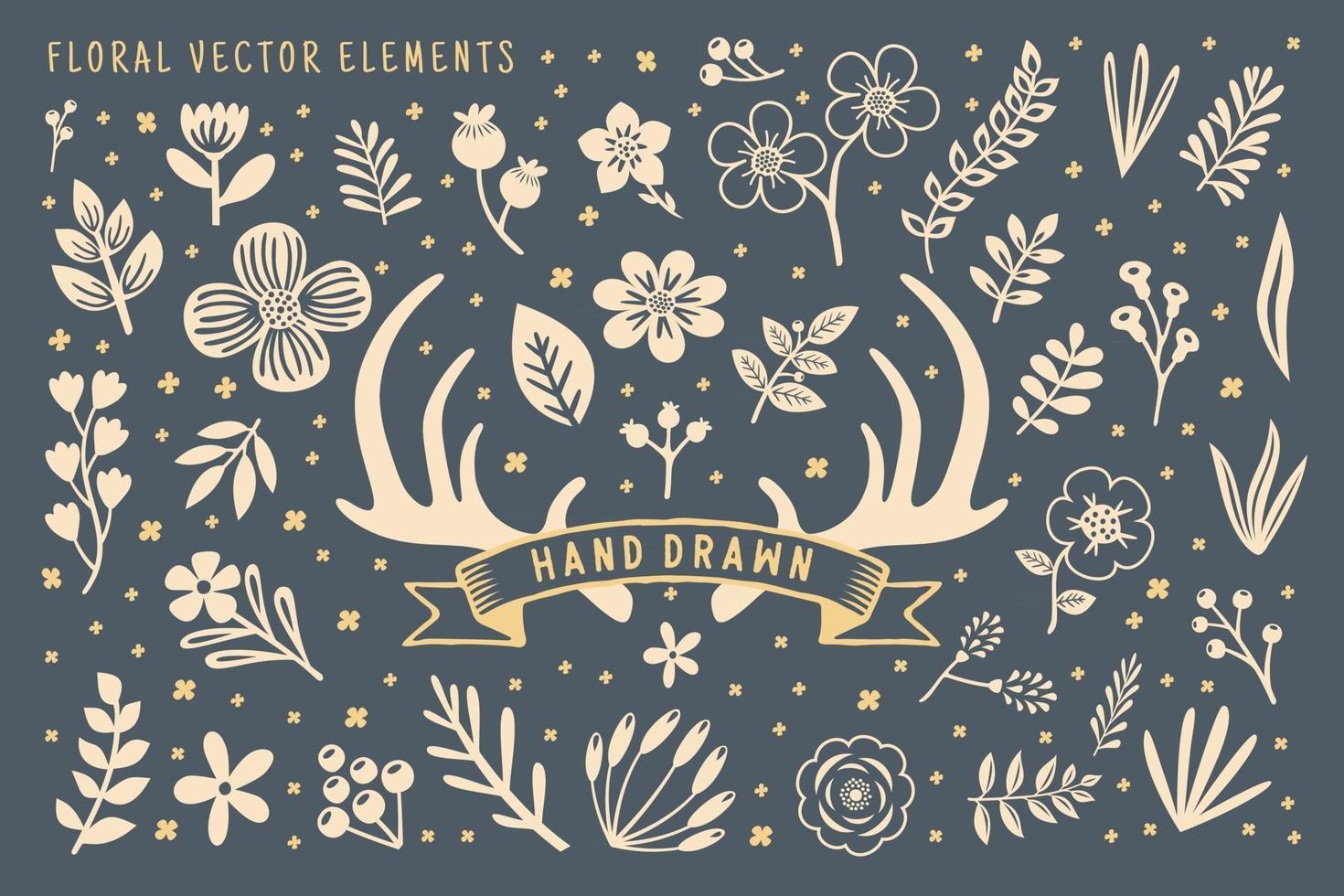 elemento de vector floral dibujado a mano