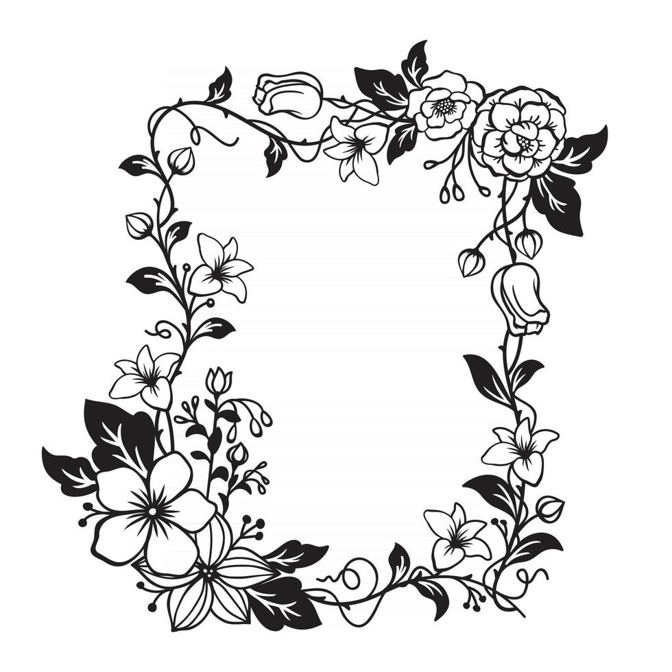 magnífico marco floral con espacio en blanco vector