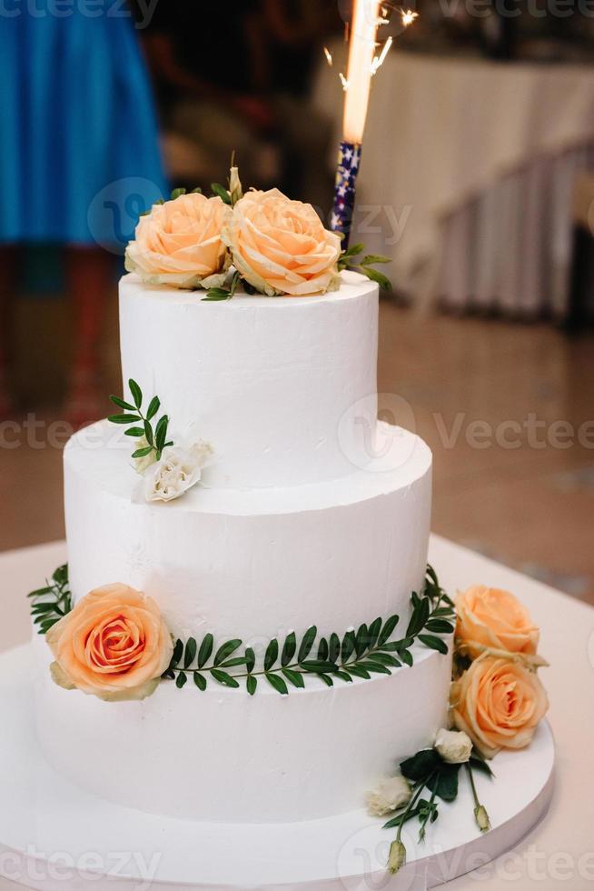 wedding cake at the wedding of the newlyweds photo