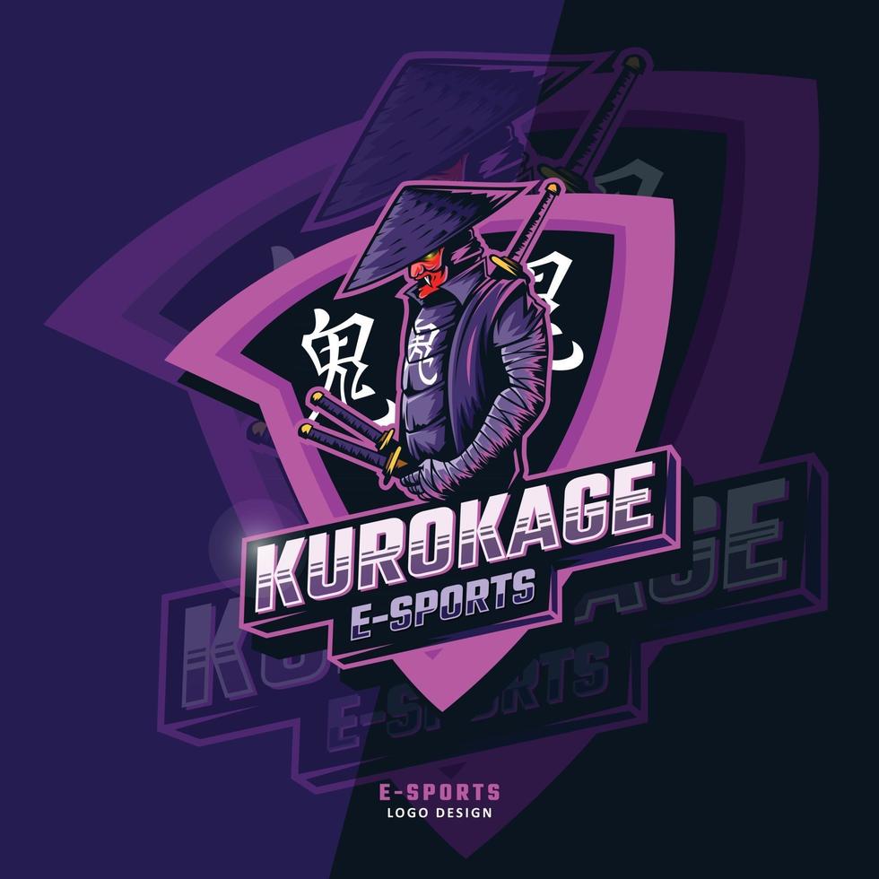 Kurokage samurai esport logo vector