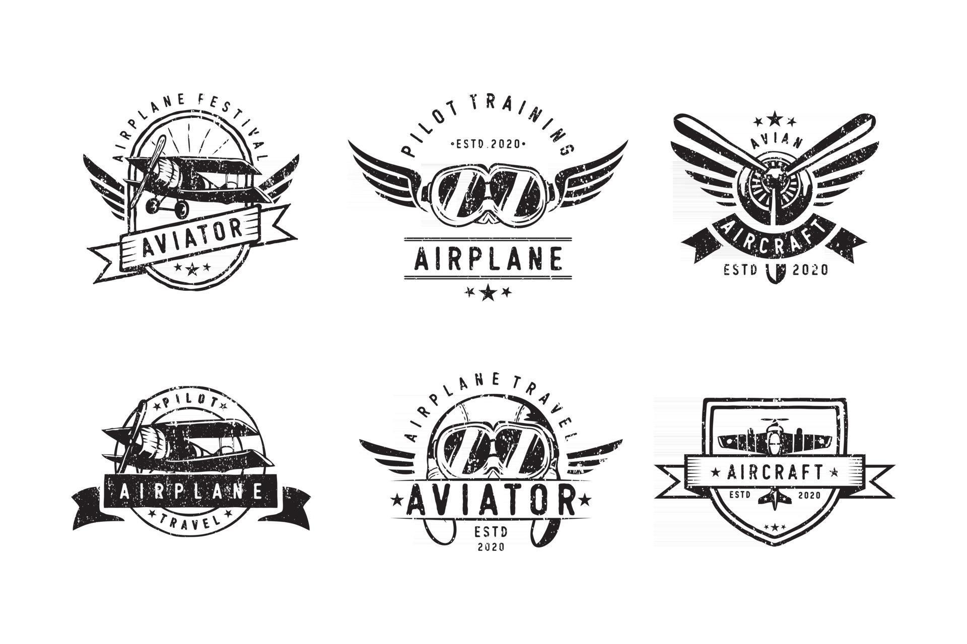 Set of vintage aircraft logo design 2919508 Vector Art at Vecteezy