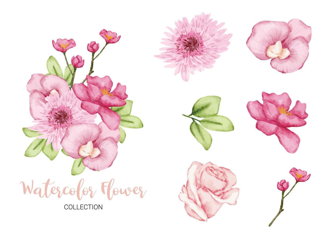 Beautiful bouquet of flowers in water colors style vector