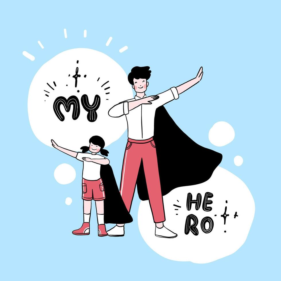 Happy Father's Day Dad is every boy's superhero. vector