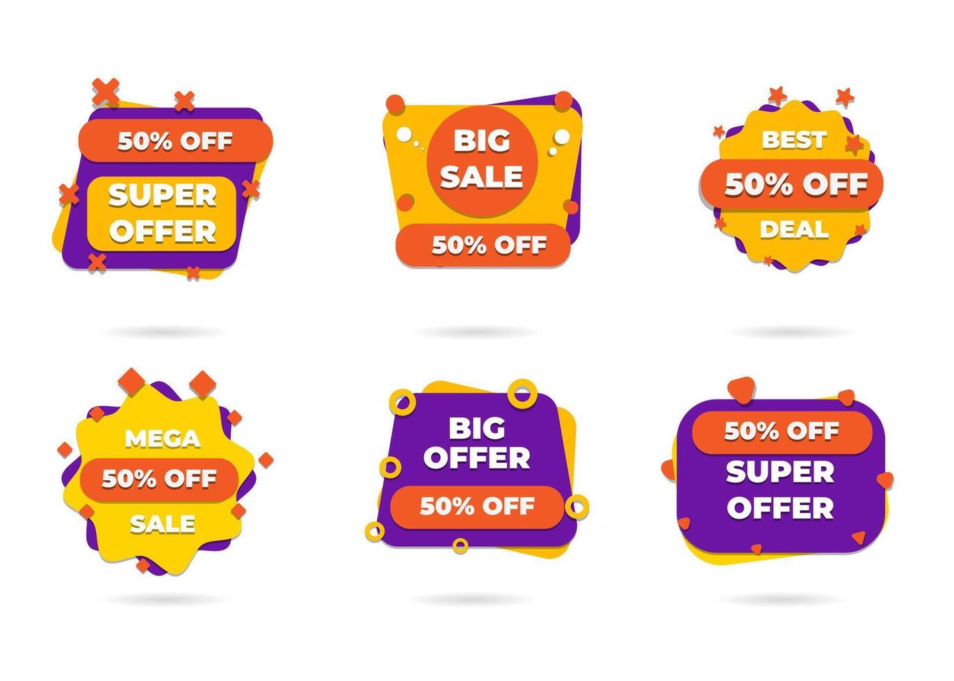 Sale banners and price tag labels, selling card and discount sticker. Best offer vector templates on a transparent background