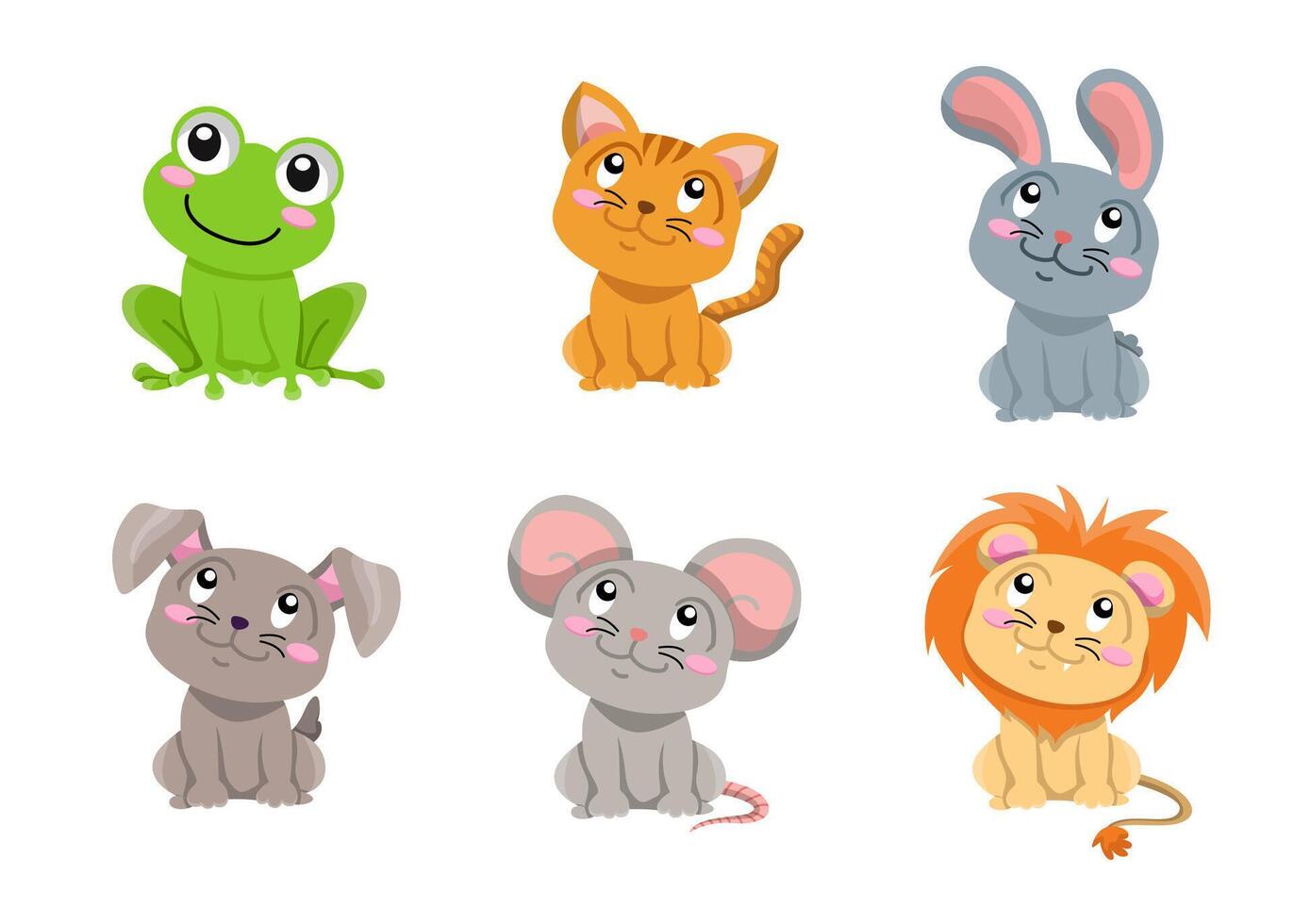 Similar flat style animal vector set