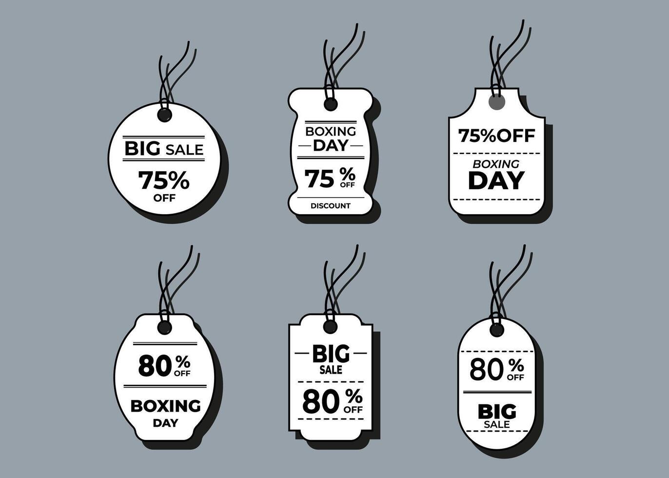 Sale horizontal labels and price tag, selling card and discount sticker. Best offer vector templates on a gray background