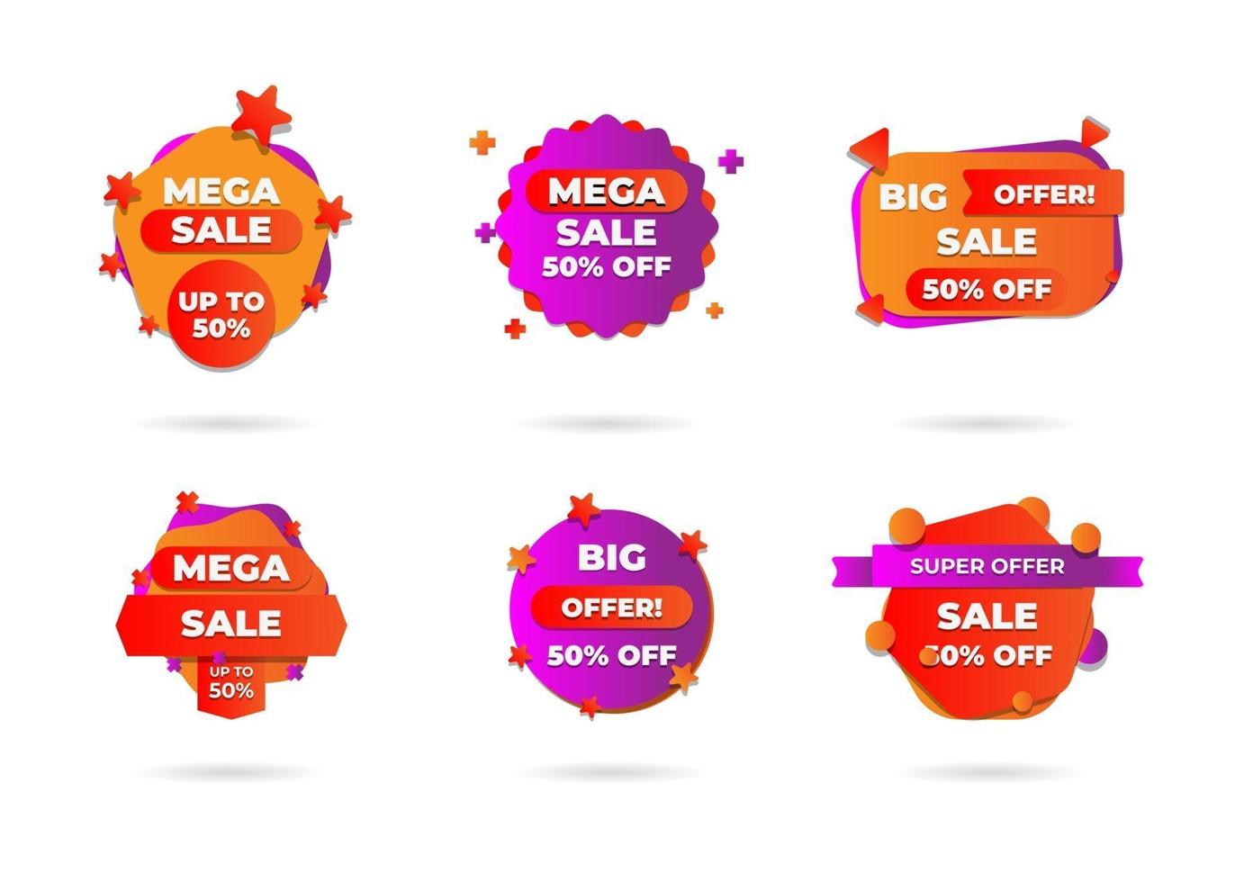 Sale banners and price tag labels, selling card and discount sticker. Best offer vector templates on a transparent background
