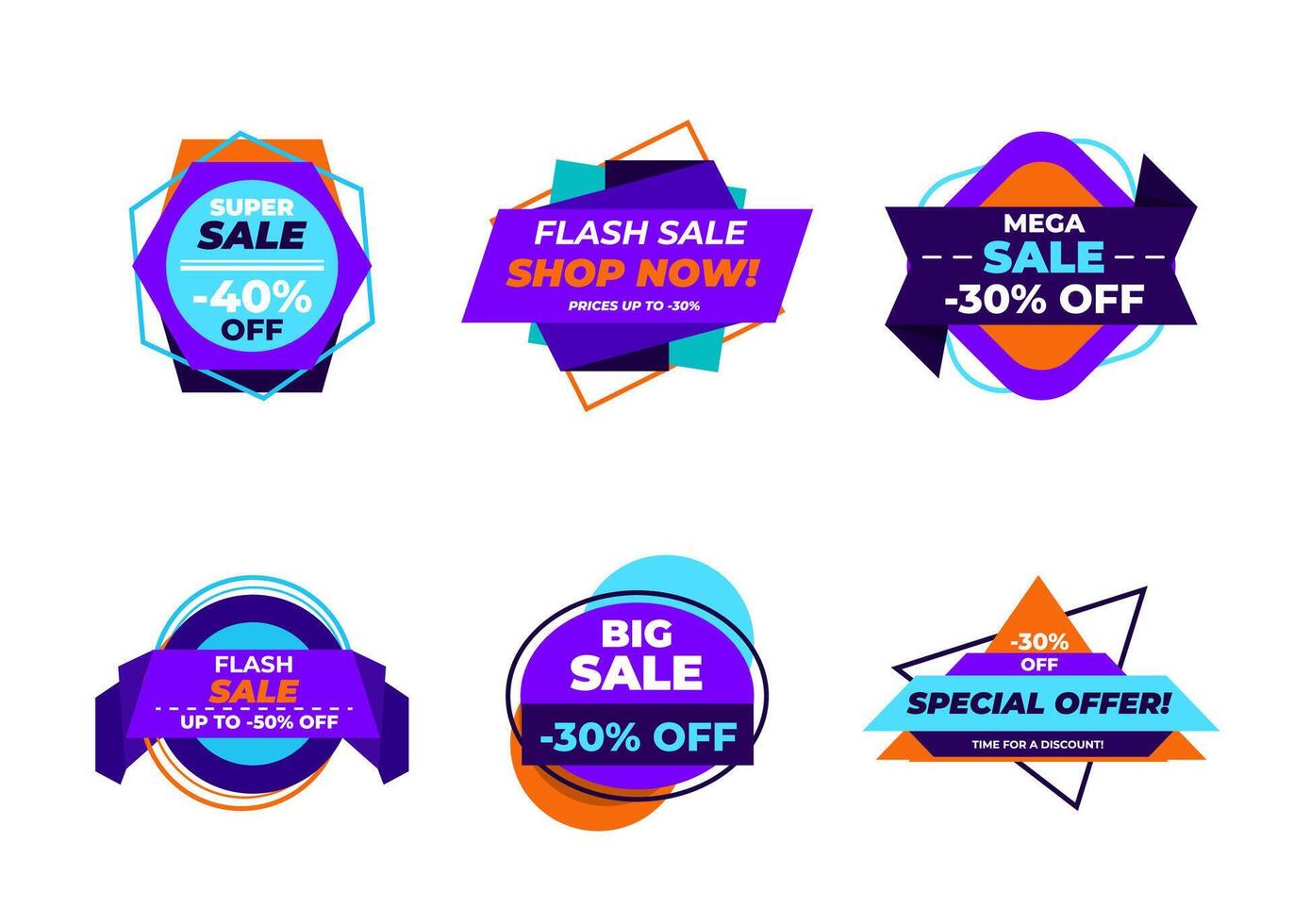 Sale banners and price tag labels, selling card and discount sticker. Best offer vector templates on a white background