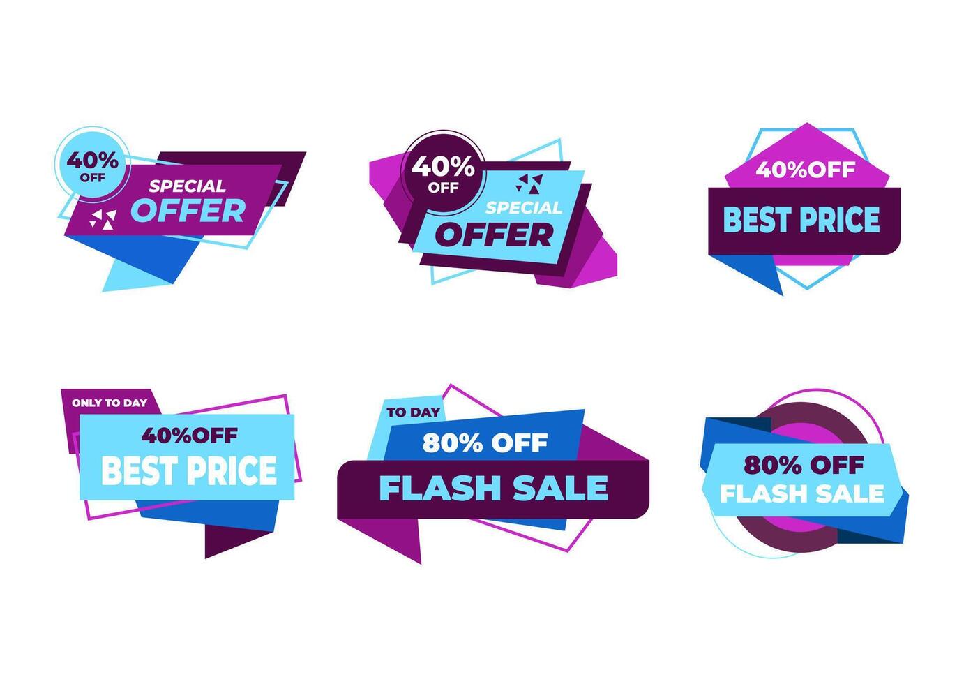 Sale banners and price tag labels, selling card and discount sticker. Best offer vector templates on a white background