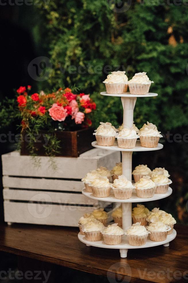 wedding cake at the wedding of the newlyweds photo