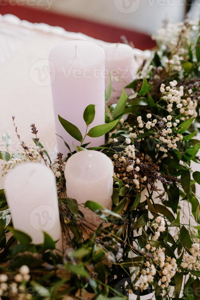 festive traditional candles on table photo