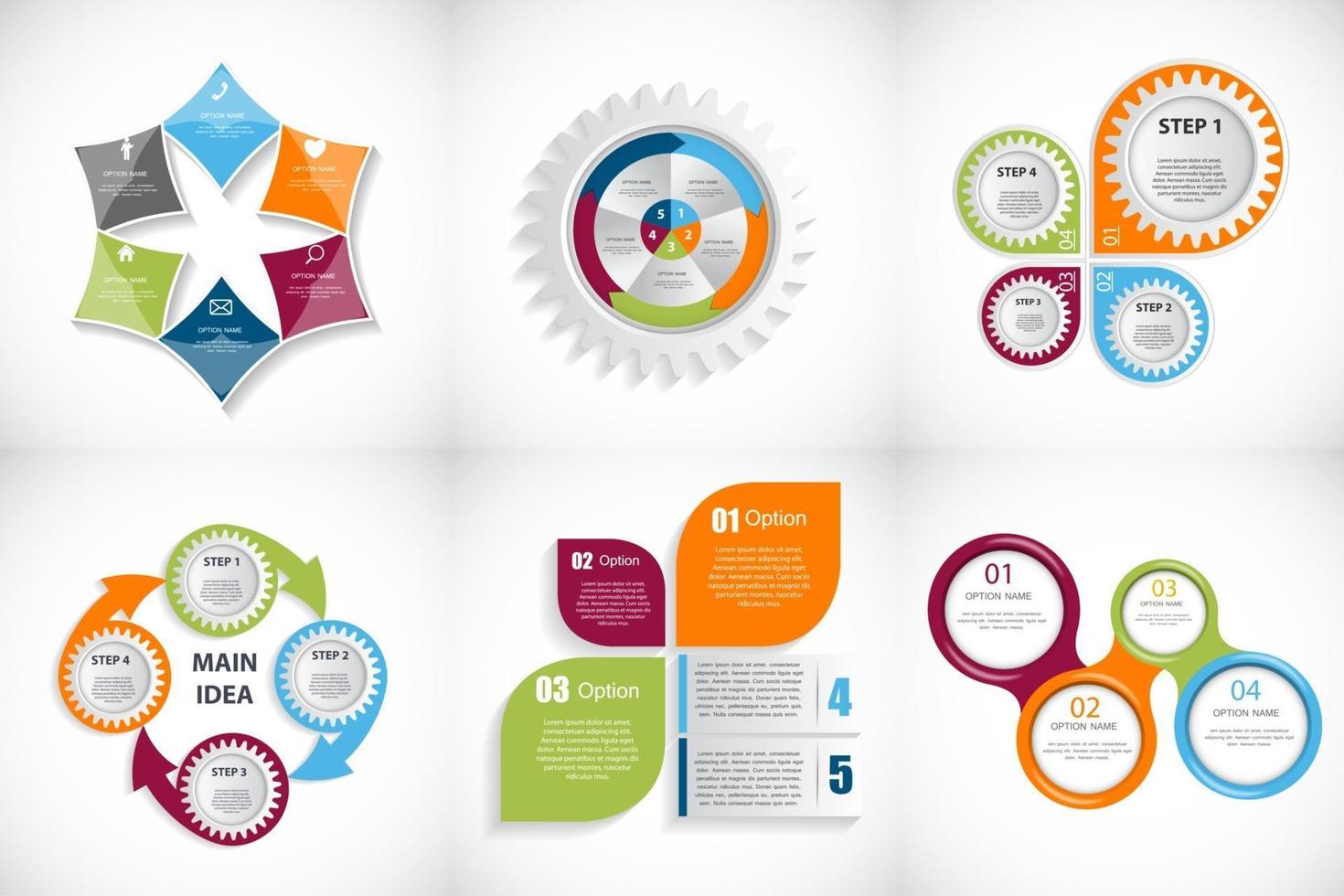 Collection of Infographic Templates for Business Vector Illustration