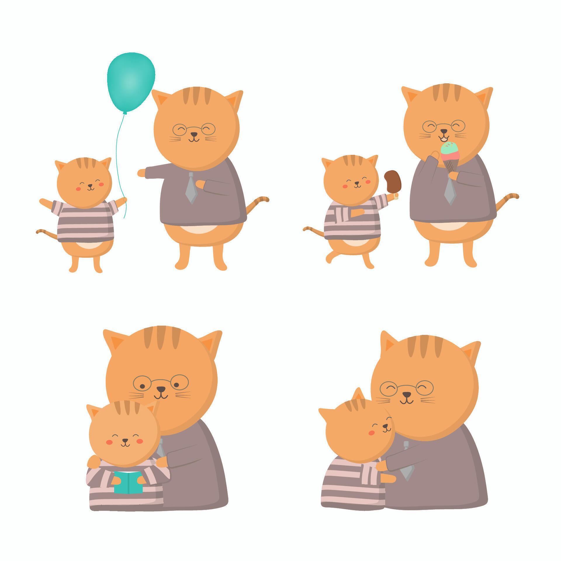 Cat dad is happy with his baby on father's day 2920511 Vector Art at