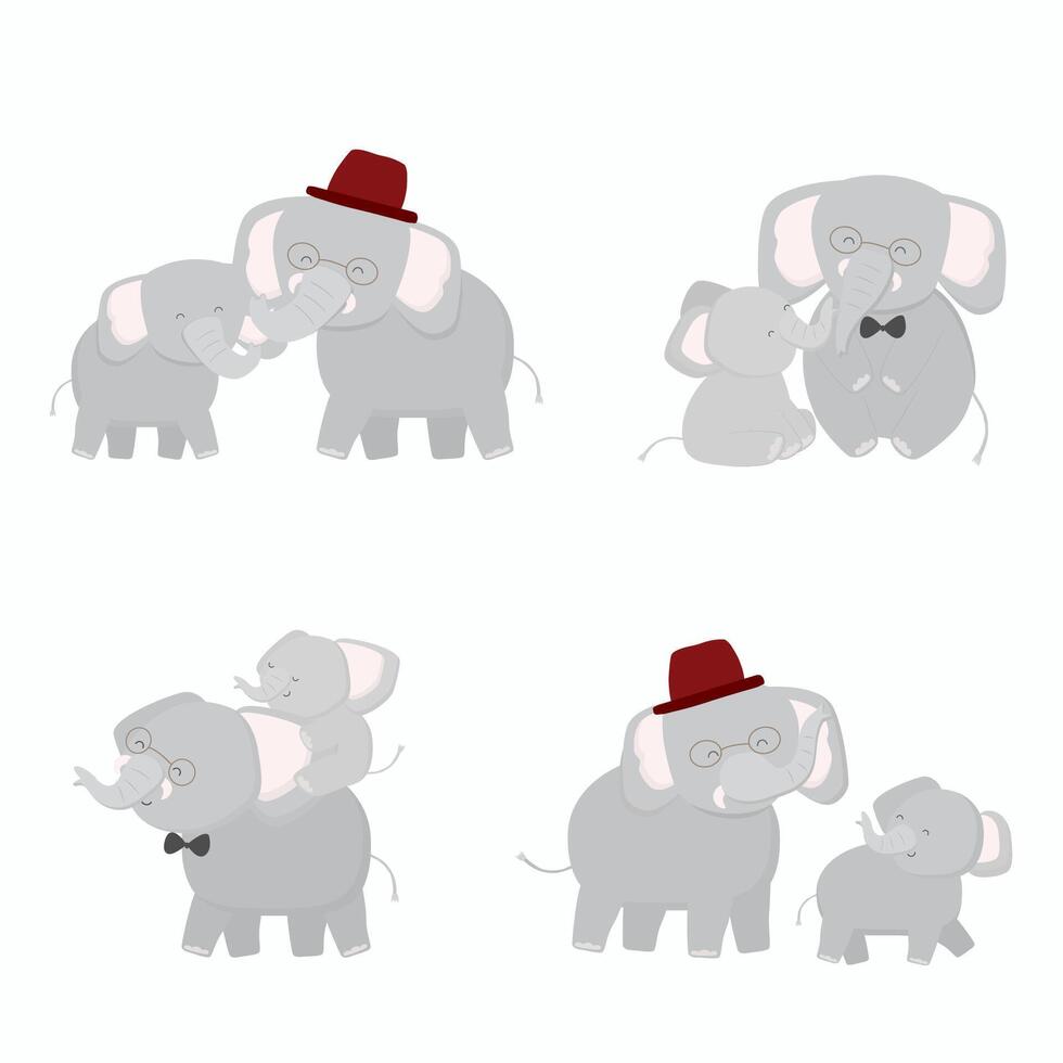 Elephant dad is happy with his baby on father's day vector