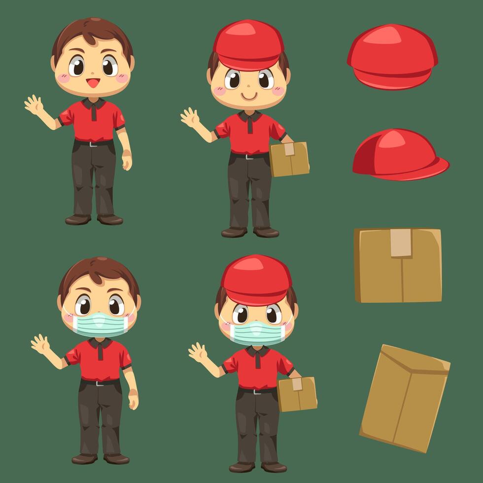 Delivery man wearing uniform and cap in cartoon character vector