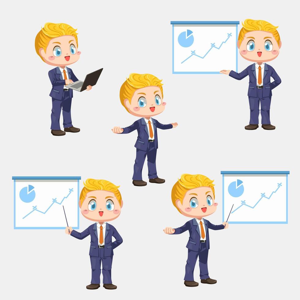 Businessman in cartoon character flat vector on white background