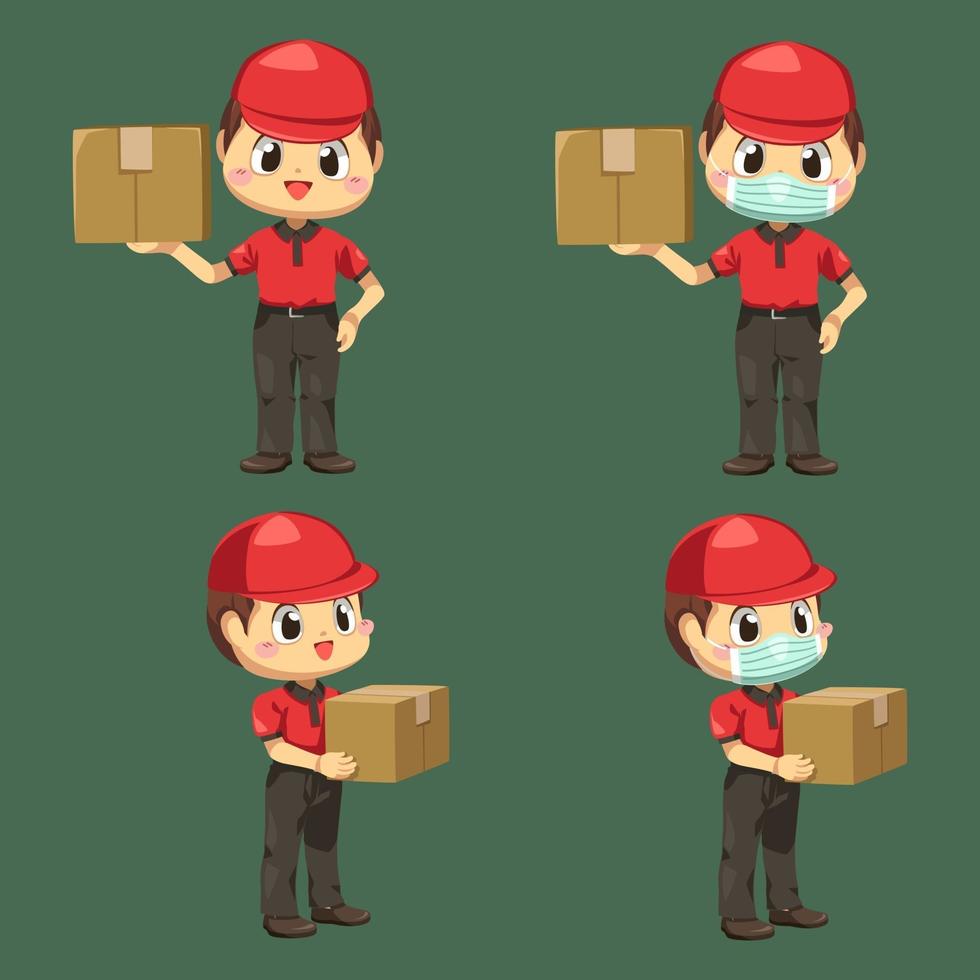 Delivery man wearing uniform and cap in cartoon character vector