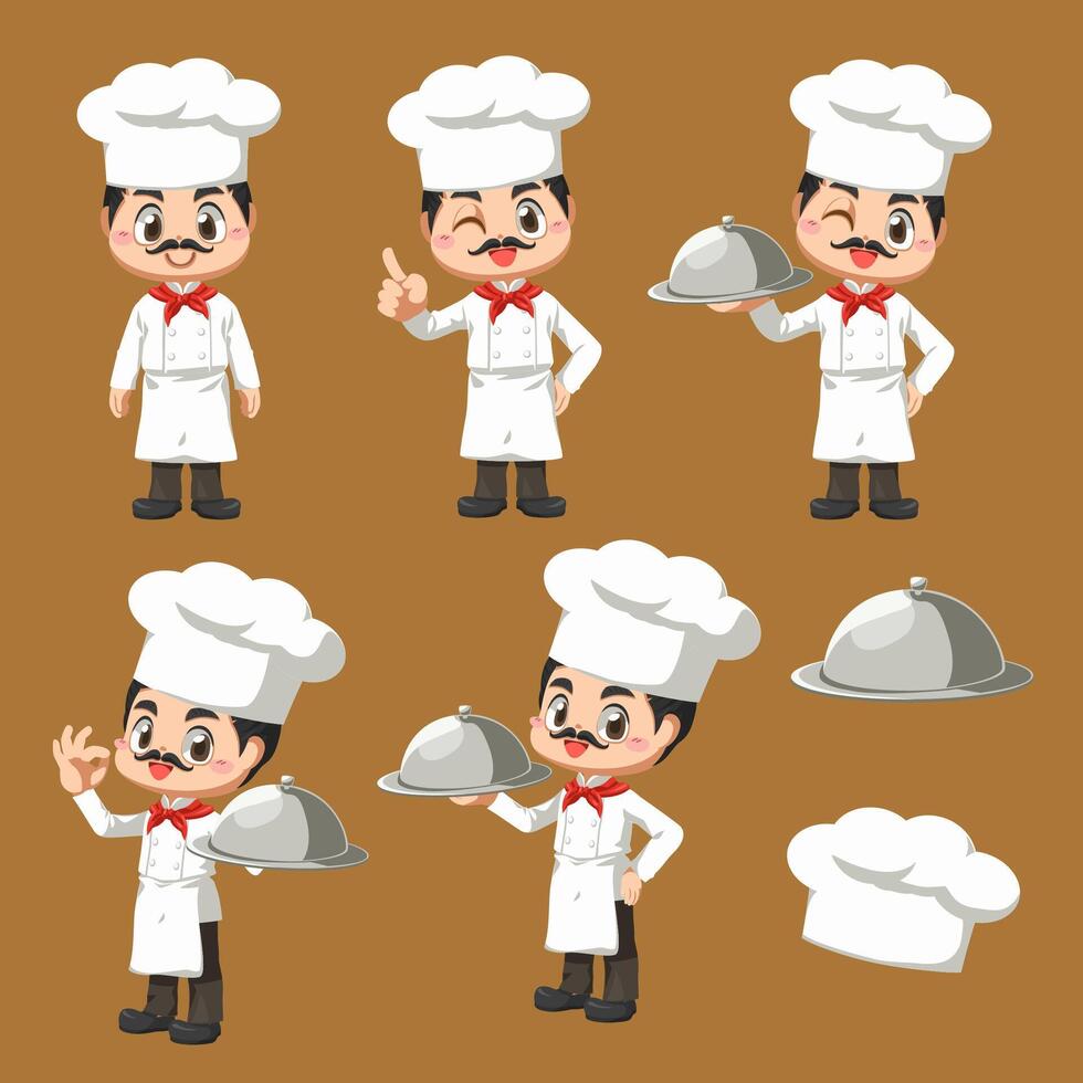 mascota de chef en el diseño de vectores de personajes de dibujos animados para negocios culinarios