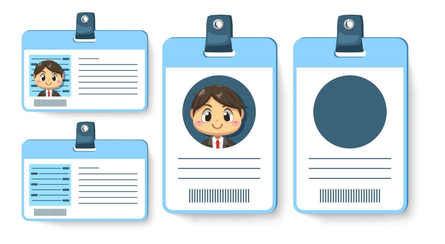 Set of ID or employee card of businessman cartoon character vector