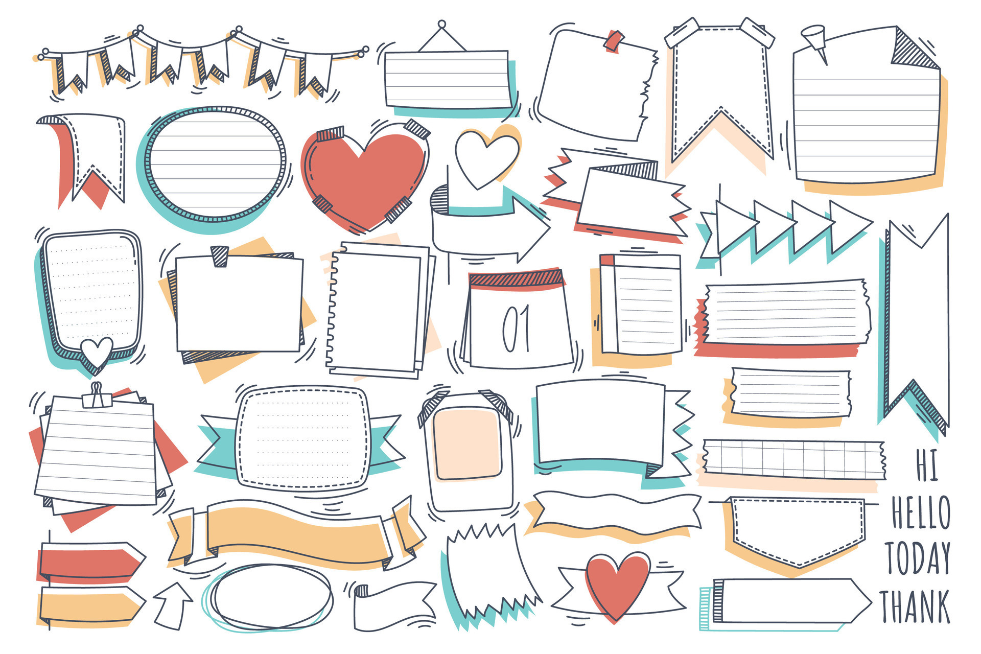 doodle, paper, message, label, illustration, drawing, vector ...