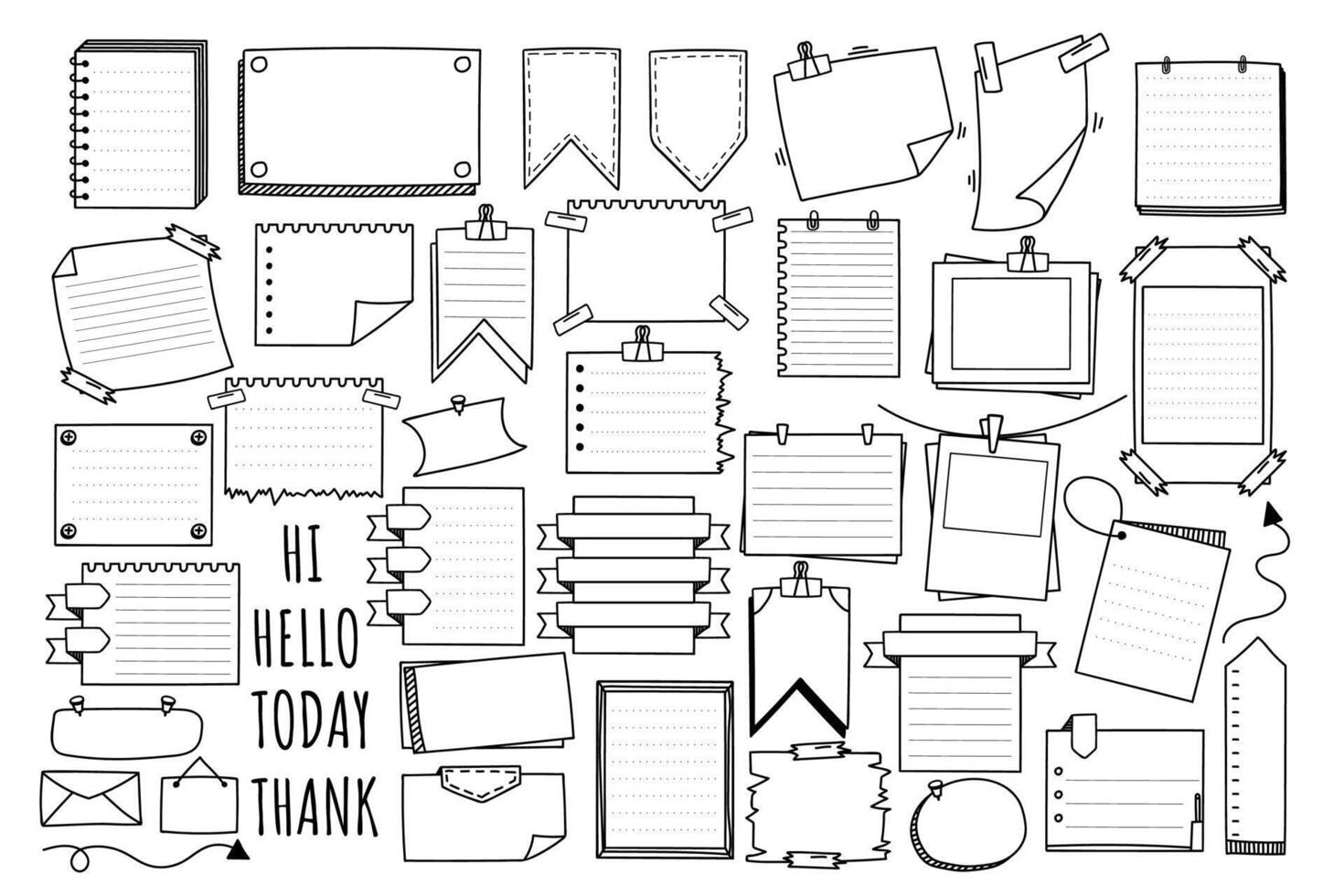 Various of different hand drawn bubble notes and bubble speech in doodle style. vector