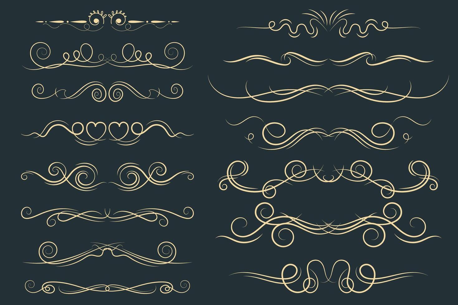 Vector luxury wedding line frame and ornate swirl dividers.