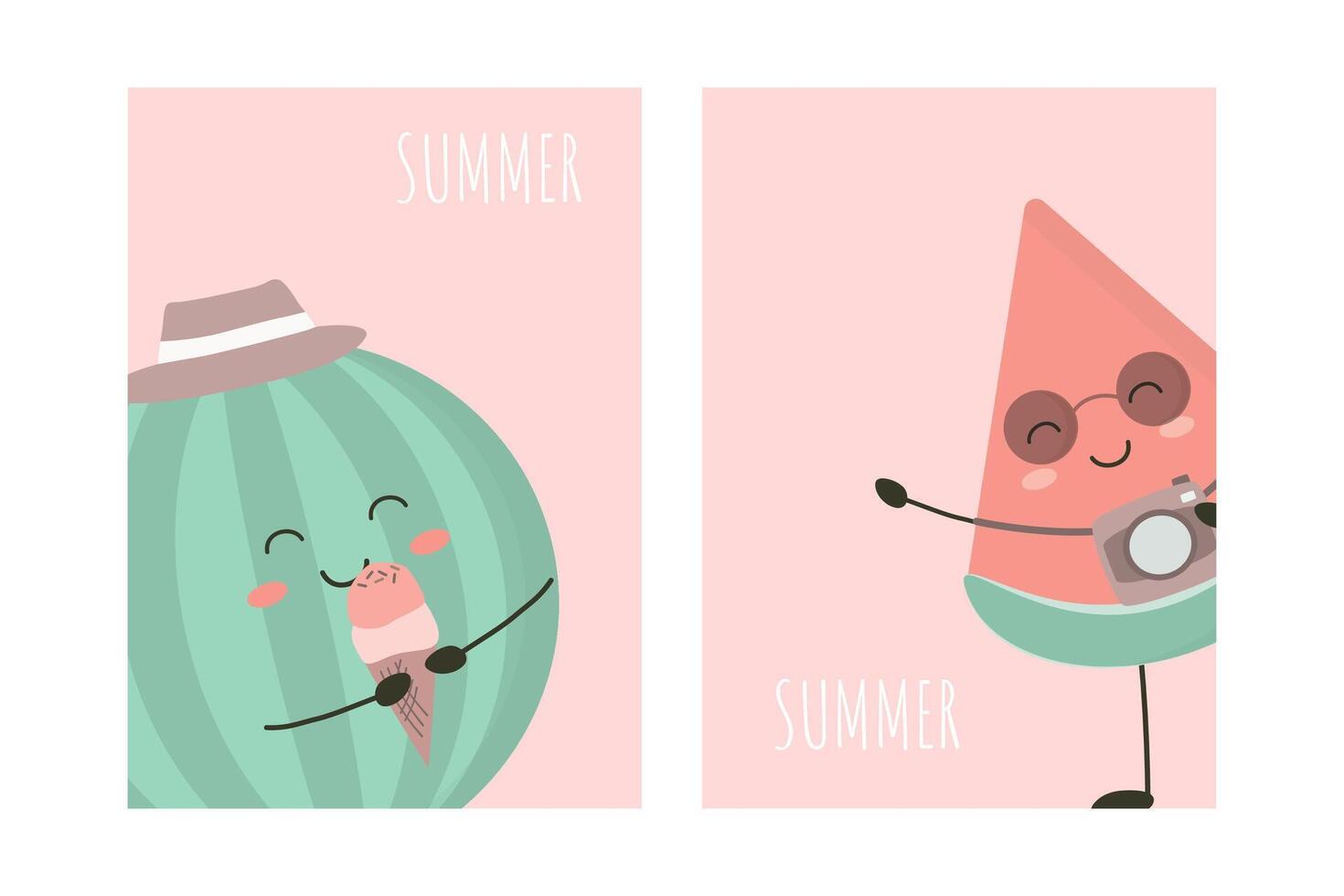 Summer holidays cards with watermelon vector