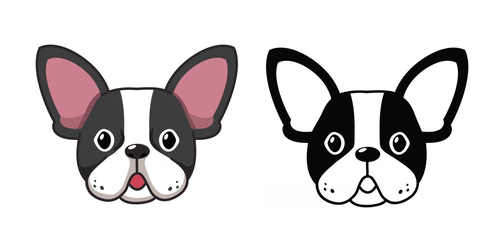 vector de dibujos animados conjunto de caras de bulldog francés