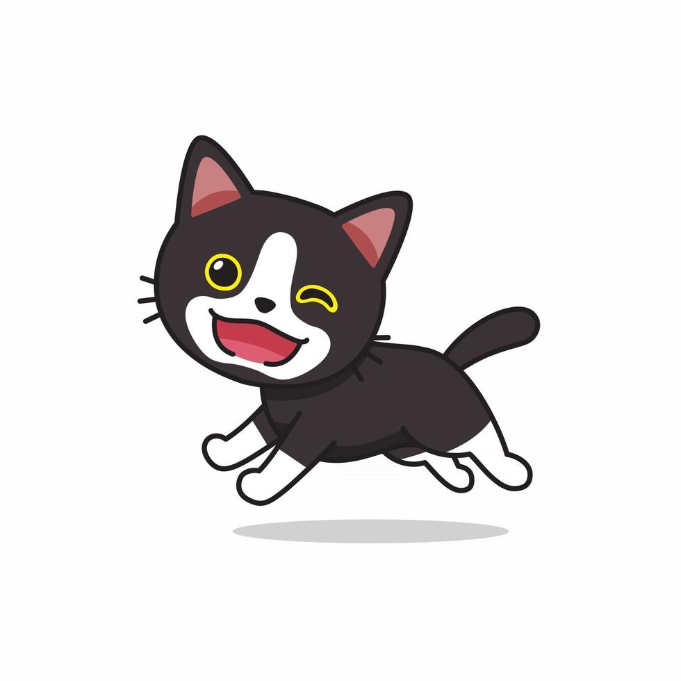 Vector cartoon character black cat running