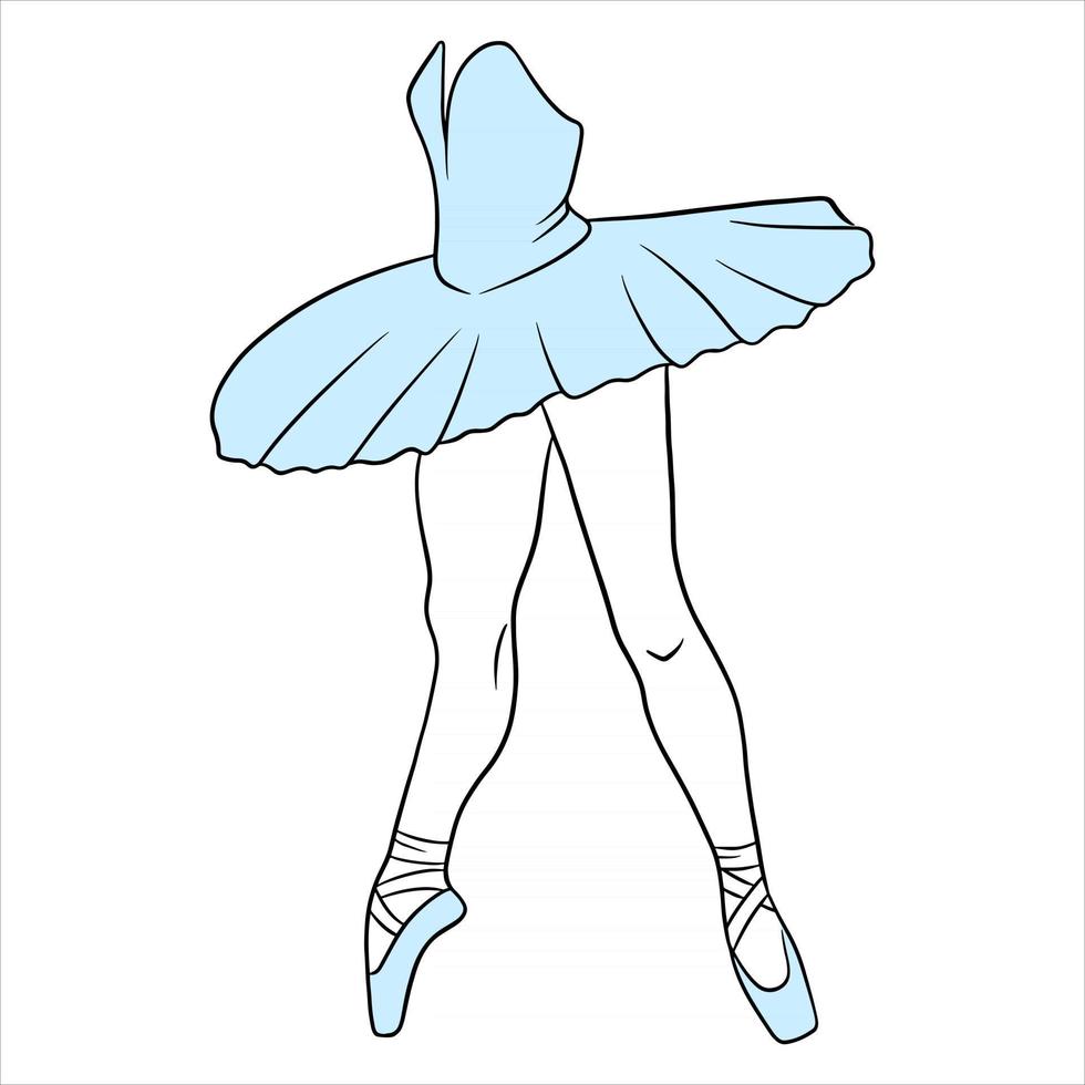 Ballet. Ballerina's legs in a tutu and pointe. Line art. vector