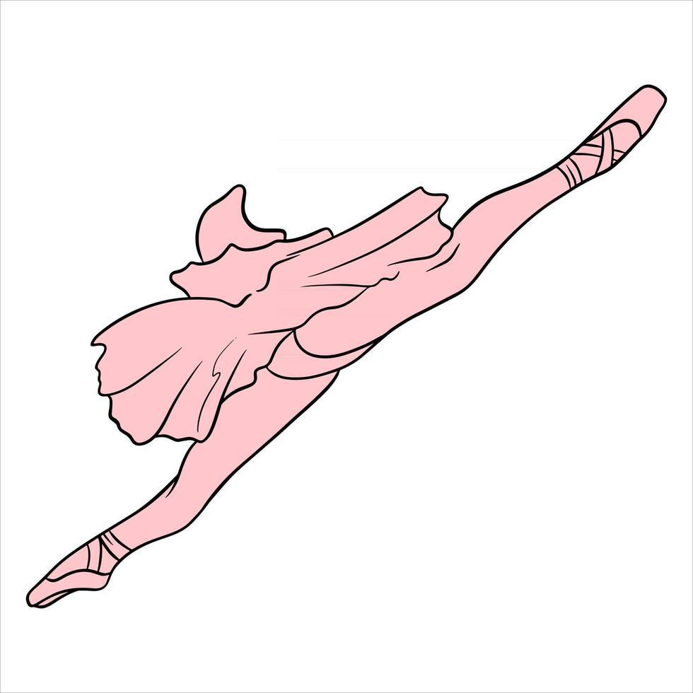 ballet. piernas de bailarina en tutú y punta. arte lineal. vector