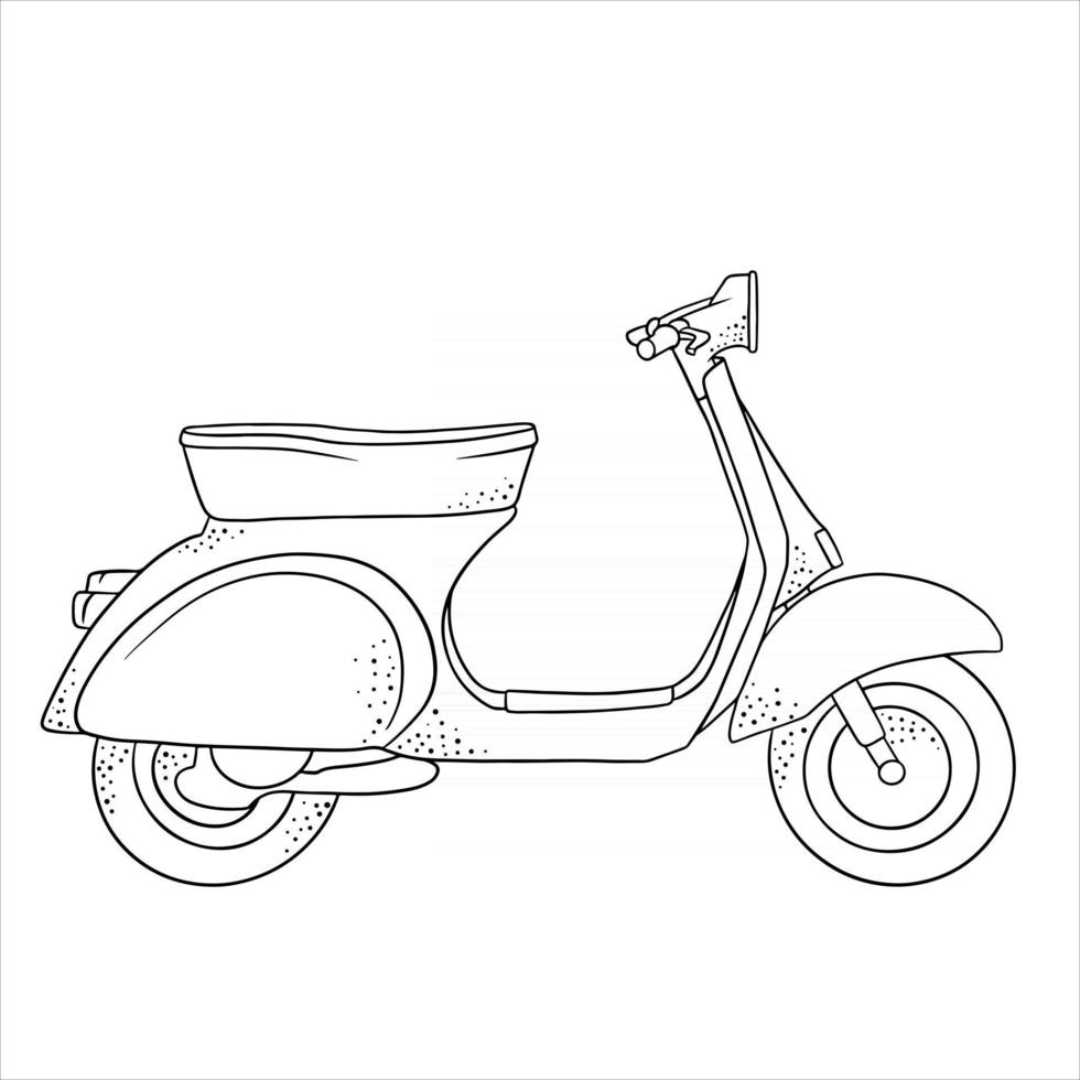 vehículo. scooter para entrega o viaje por la ciudad. estilo de línea. vector