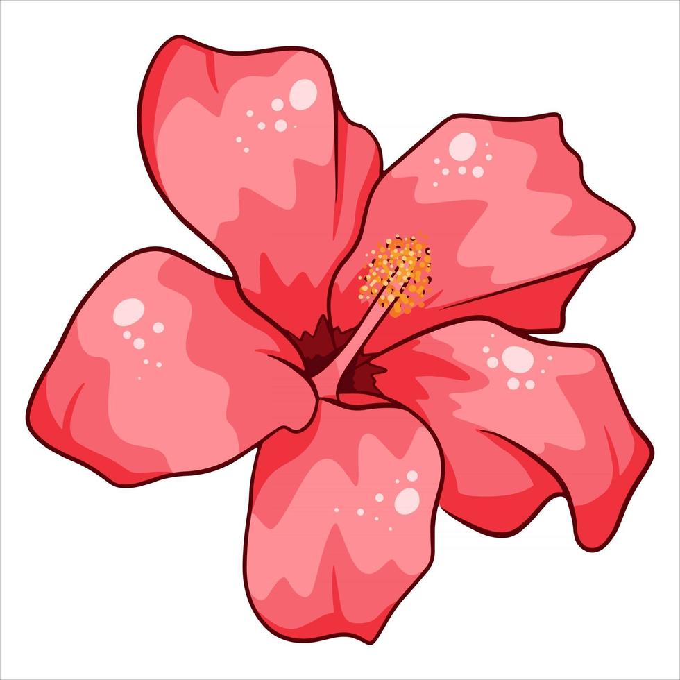 planta tropical flor brillante en estilo de dibujos animados vector