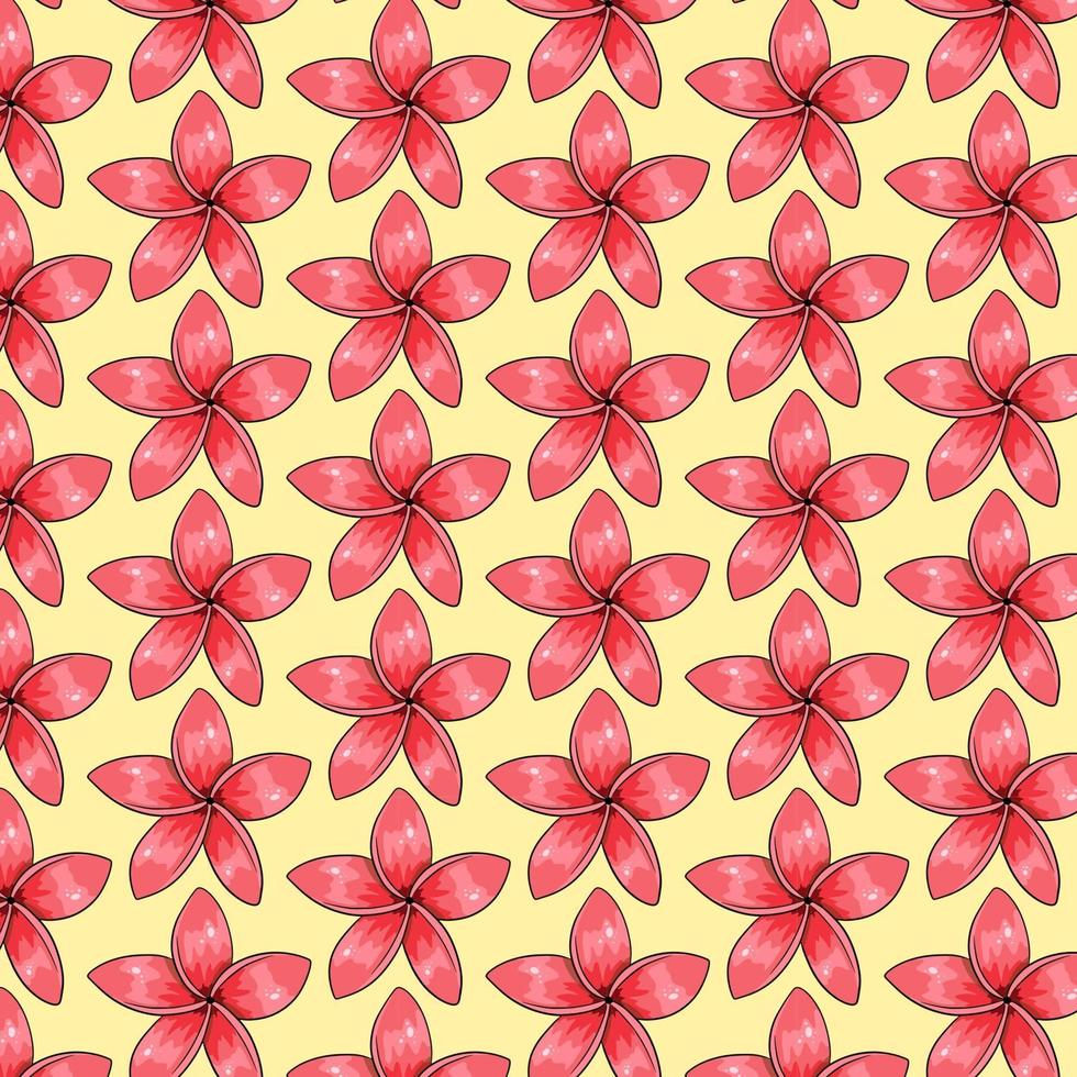 Tropical pattern with exotic flowers in cartoon style vector
