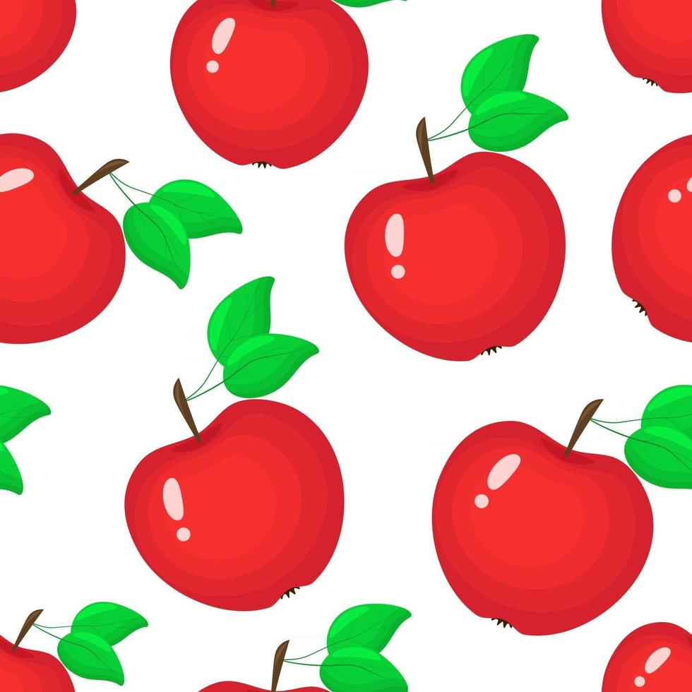 Seamless pattern with bright red apples vector illustration