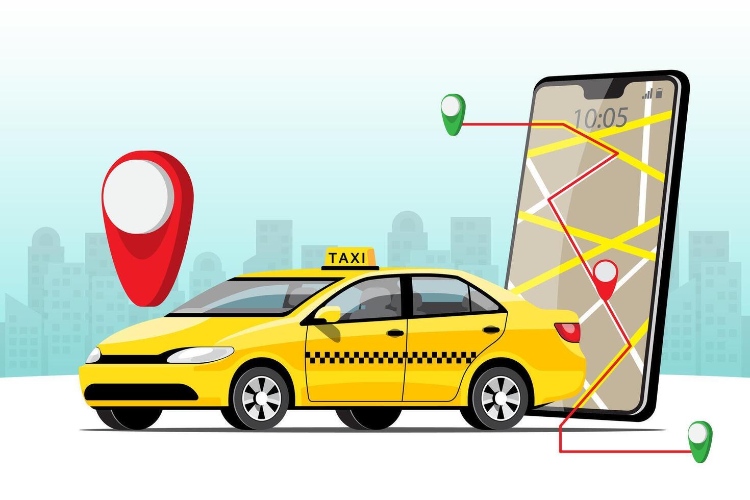 Servicio de taxi de entrega con vector de aplicación de teléfono inteligente